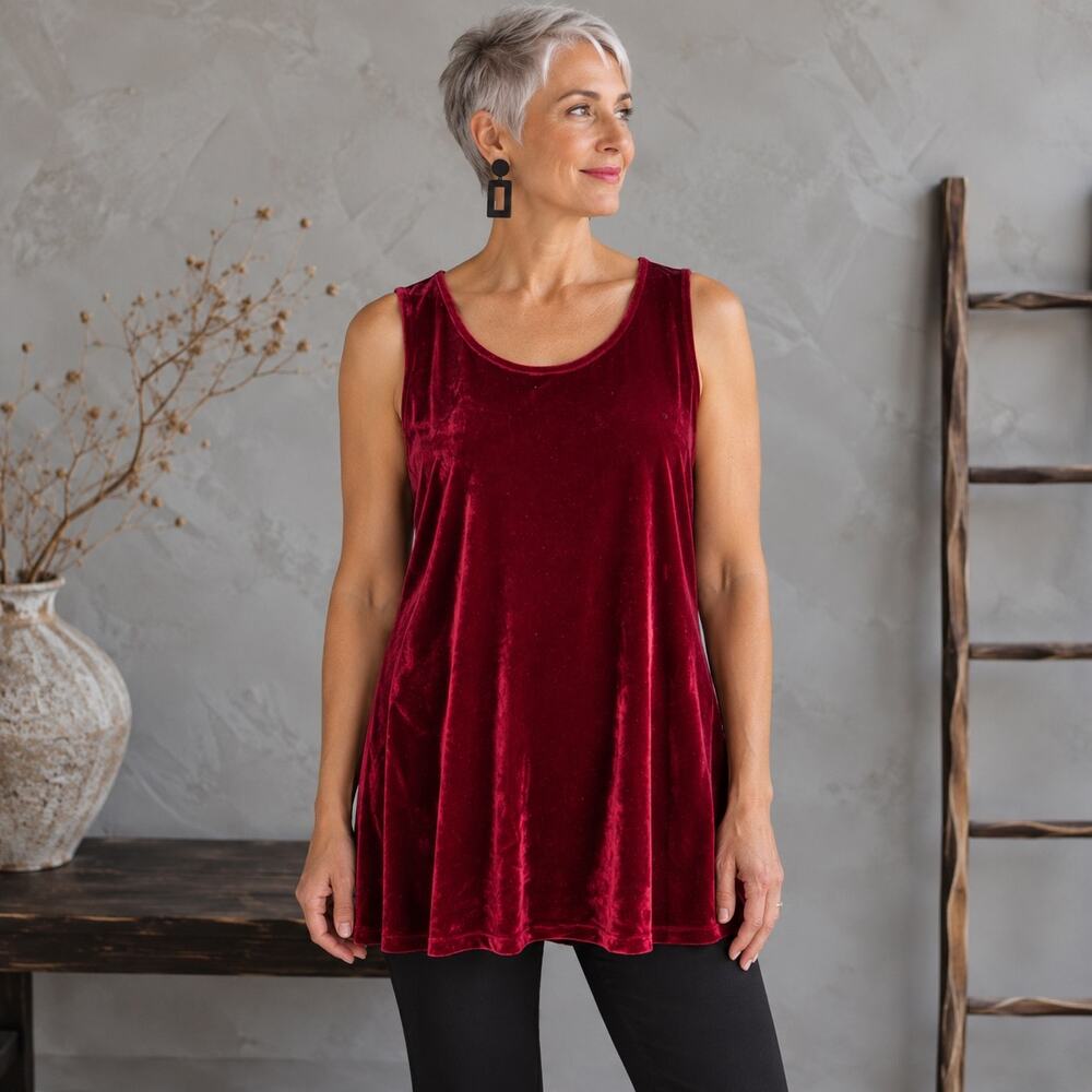 John Mark Red Velvet Sleeveless Tank Top 2X
